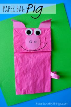 
                    
                        Adorable Paper Bag Kid Craft that can be used for pretend play and can be coupled with your favorite children's books with pig characters. iheartcraftything...
                    
                