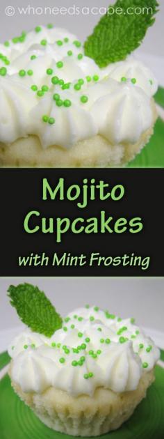 
                    
                        Mojito Cupcakes with Mint Frosting | Who Needs A Cape?
                    
                