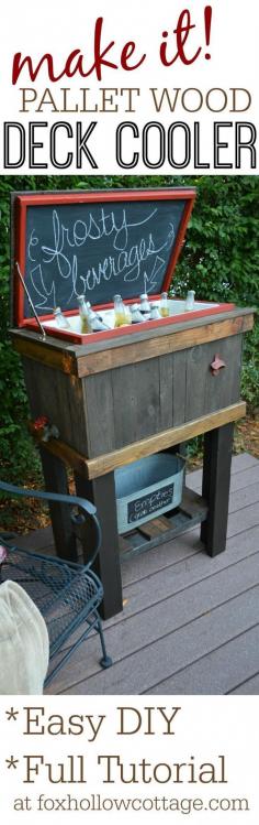 
                    
                        How-To Build A Wood Cooler Stand | DIY Weekend Pallet Project Idea for Porch Patio Deck or Tailgating! Full tutorial at foxhollowcottage.com
                    
                