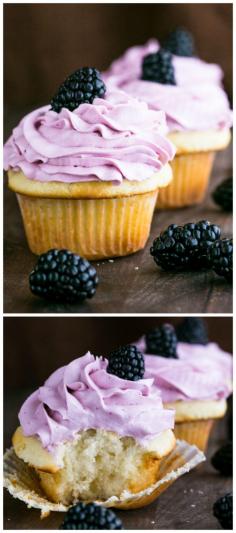 
                    
                        Super fluffy yogurt cupcakes with a heavenly (and easy) blackberry frosting! natashaskitchen
                    
                