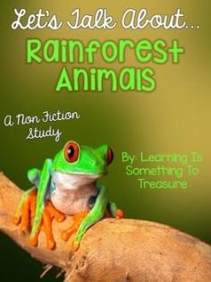 
                    
                        This non-fiction unit on 11 different rainforest animals is sure to grab and keep your students' attention! This unit is jam-packed with information on the following rainforest animals: Anaconda, Ant, Butterfly, Gorilla, Orangutan, Panda, Parrot, Piranha, Tiger, Toucan, and Tree Frog.
                    
                