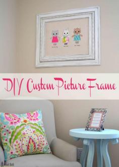 
                    
                        Build a DIY custom picture frame using moulding from the hardware store, so much cheaper than a framing store.
                    
                
