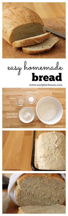 
                    
                        Easy homemade wheat bread. It's so simple that you can have fresh bread for dinner every night! No knead, no fuss. This quick and healthy recipe uses just 4 ingredients (plus water). This recipe is so reliable - it works every time!
                    
                