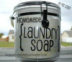 
                    
                        Homemade Laundry Detergent Recipe - Spend $20 for a quick recipe that you just mix up and it lasts a whole YEAR  by happymoneysaver.com
                    
                