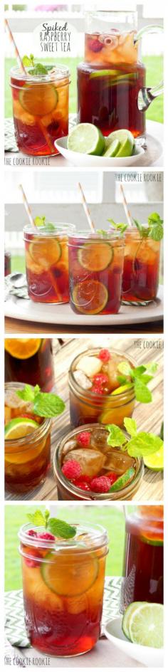 
                    
                        Spiked HOMEMADE Raspberry Sweet Tea is the perfect refreshing cocktail for spring and summer! YUM! - The Cookie Rookie
                    
                