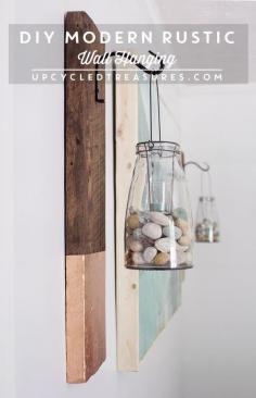 
                    
                        See how easy it is to create this vertical DIY Modern Rustic Wall Hanging from salvaged wood | upcycledtreasures...
                    
                