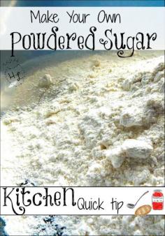 
                    
                        Make Your Own Powdered Sugar l Kitchen Quick Tip by Homestead Lady (.com)
                    
                