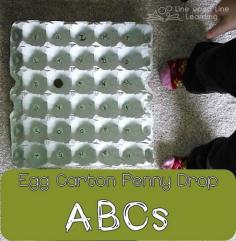 
                    
                        My preschool daughter and I used an egg carton to make an ABC Penny Drop game.	| Line upon Line Learning
                    
                