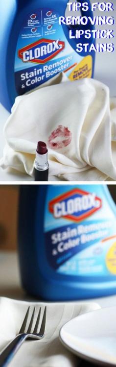 
                    
                        Tips for removing lipstick stains.
                    
                