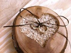 
                    
                        Rustic wedding ring bearer pillow wooden heart ring holder country fall forest winter weddings
                    
                