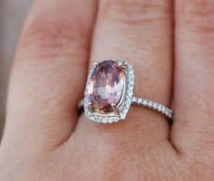 
                    
                        Ginger Peach sapphire ring 14k white gold ring by EidelPrecious
                    
                