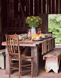 
                    
                        Alfresco dining in an Upstate, NY barn - the perfect summer afternoon from Country Living
                    
                