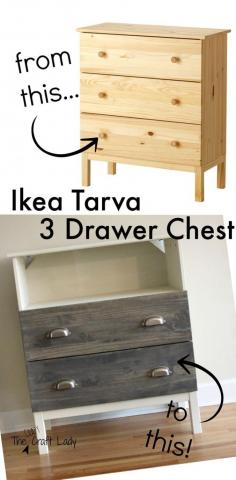 
                    
                        Ikea Tarva hack from the Crazy Craft Lady.  Full tutorial for making a custom TV stand.
                    
                