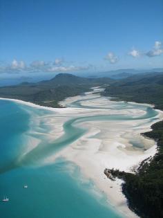 
                    
                        Whitehaven Beach, Queensland, Australia. A 7 km stretch along Whitsunday Island. The island is accessible by boat from the mainland ports of Airlie Beach and Shute Harbour, as well as Hamilton Island.
                    
                
