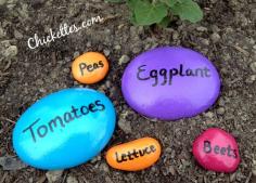 
                    
                        Homemade Garden Markers | These garden stones are bright and colorful and will last a while ...
                    
                