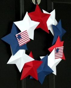 
                    
                        Make 3-D barn stars out of card stock or thin cardboard! Spray paint to look like metal or use patterned paper. So inexpensive and each star takes about a minute to make. Awesome.
                    
                