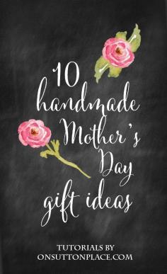 
                    
                        These 10 handmade Mother's Day gift ideas are perfect for such a special occasion. Projects range from simple date wall art to custom tea towels. All tutorials are easy to follow with photos that show the steps.
                    
                