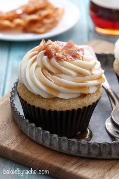 
                    
                        Moist maple bacon French toast cupcakes with maple cream cheese frosting recipe from Rachel {Baked by Rachel}
                    
                