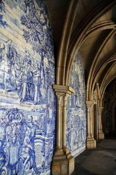 
                    
                        Azulejo Art on walls of Monastery, Oporto, Portugal #places
                    
                