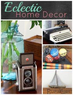 
                    
                        A rustic vintage eclectic style summer home decor tour including vintage thermoses, cameras, typewriter and vintage croquet and badminton equipment.
                    
                