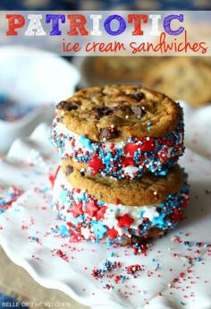
                    
                        These easy Ice Cream Sandwiches are the perfect treat or dessert for summer time. Dip them in red, white, and blue sprinkles to enjoy this recipe idea at your 4th of July celebration or party!
                    
                