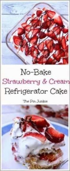 
                    
                        No Bake Strawberry Cream Refrigerator Cake by The Pin Junkie
                    
                