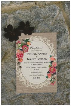 
                    
                        chic floral rustic wedding invitations for country wedding ideas EWI397
                    
                
