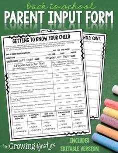 
                    
                        This freebie is a zipped file containing both a non-editable PDF and an editable Powerpoint file.These Back to School forms for your new parents to fill out will give you helpful information so you can hit the ground running! I love getting a little input on my student's mindset...especially whether s/he has more of a growth mindset or fixed mindset.The non-editable file is designed with first graders in mind, but can apply to other grades, as well.
                    
                