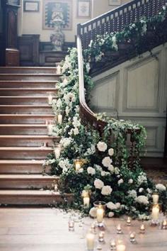 
                    
                        dramatic floral garland wedding staircases decoration ideas
                    
                