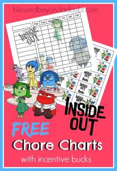
                    
                        Free Inside Out Chore Charts with incentive bucks. Reward your child for a cheerful attitude.
                    
                