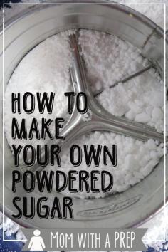 
                    
                        Mom with a PREP | How to Make Your Own Powdered Sugar - it is so easy to make on your own, why waste the pantry space stocking it? #kitchenhacks
                    
                