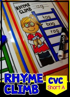 
                    
                        CVC Words Rhyming - Phonemic Awareness - Short Vowel: Aa - You can easily incorporate a quick phonemic awareness (P.A.) activity with the Rhyme Climb mat above.   When you meet with your reading group, have your students write the word family that you are focusing on the top line. Students will: Write words in the word family.   To differentiate for your higher readers, encourage them to use blends, digraphs, or write multi syllable words.  FREE sample plus link to paid lessons.
                    
                