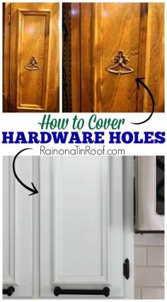 
                    
                        If I had known it was this easy to cover old hardware holes, I would have switched out my hardware YEARS ago!! Step-by-step instructions for how to cover and paint over old hardware holes - great for people who are thinking about painting their cabinets!
                    
                