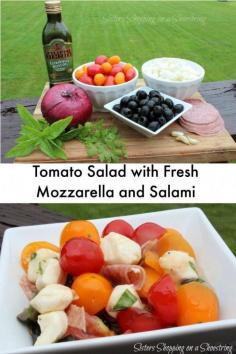 
                    
                        Here's the perfect way to use all your tomatoes this summer!  Try this tomato salad with fresh mozzarella and salami!  Yum!
                    
                