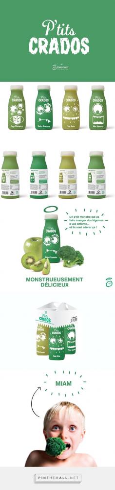 
                    
                        P'TITS CRADOS on Behance by Alice Védrine curated by Packaging Diva PD. Création logo et packaging de smoothies pour la marque Innocent. Morning packaging smile : )
                    
                