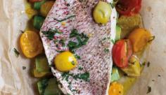 
                    
                        Parchment-Roasted Red Snapper with Tomatoes & Zucchini by thesplendidtable: Light, easy and flavorful not to mention to beautiful. You can make the parchment packages several hours in advance and keep them in the refrigerator until you’re ready. Feel free to use any type of squash or zucchini, though baby zucchini are especially cute. #Fish #Red_Snapper #Zucchini #Parchment #Healthy #Light
                    
                
