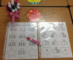 
                    
                        Teach addition & subtraction using part-part-whole.  Put worksheets in a page protector during math centers for independent practice.
                    
                