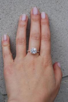 
                    
                        White sapphire engagement ring 14k rose gold by EidelPrecious
                    
                