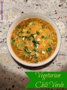 
                    
                        Vegetarian Chili Verde - Simple, delicious and quick this will soon become a family favorite.
                    
                