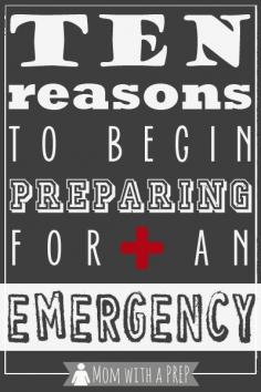 
                    
                        Mom with a PREP | Think it is all about the Zombie Apocalypse? Think again. Here are ten REAL reasons to begin preparing for an emergency TODAY!  #emergencypreparedness #prepare4life #zombies
                    
                