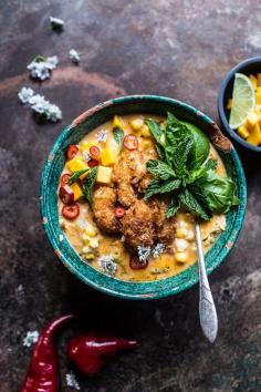 
                    
                        Thai Chile Corn Chowder with Coconut Fried Shrimp. Spicy, fresh, sweet and easy, a delicious way to use up that August corn, from halfbakedharvest.com
                    
                