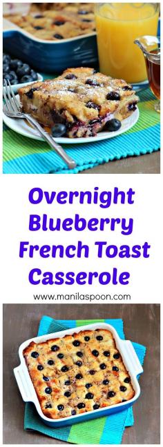 
                    
                        Juicy berries, crunchy walnuts plus yummy cream cheese and warmed up maple syrup make this a fantastic breakfast or brunch dish - Overnight Blueberry French Toast Casserole
                    
                