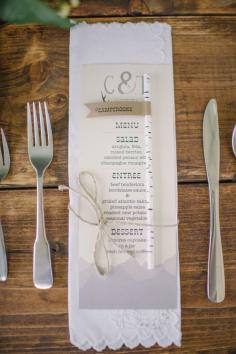 
                    
                        Rustic-chic menu: www.stylemepretty... | Photography: Andy Barnhart - www.andybarnhart....
                    
                