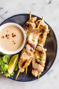 
                    
                        Lemongrass Chicken Satay with Almond Butter Dipping Sauce - easy prep and packed with flavor! paleo, gluten-free | healthynibblesand...
                    
                