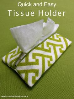 
                    
                        Quick and Easy Tissue Holder from NewtonCustomInter....  Learn how to make this tissue holder from leftover fabric with this detailed sewing tutorial.
                    
                