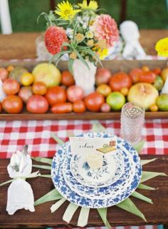 
                    
                        Tomato centerpiece and cheese holder: www.stylemepretty...
                    
                