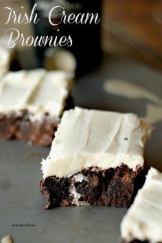 
                    
                        Chocolate Irish cream brownies covered in an Irish cream frosting! It's a cake, it's a dessert! You will love this recipe!
                    
                