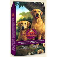 Pinnacle Trout and Sweet Potato Dry Dog Food Fresh trout and delicious sweet potatoes make this Pinnacle food a real treat for your dog. A delicious source of nutrition, this formula is an excellent choice for adult dogs as well as active puppies. Good nutrition is about a balanced diet, and the variety of protein sources in Pinnacle - the trout, the sweet potatoes, plus oatmeal and organic quinoa - means all essential amino acids are included. It also means that complex carbohydrates, essential for energy, come from a variety of sources as well. Features: For all adult dogs Also recommended for puppies Farm raised trout is the first ingredient Nutrient rich for a healthy immune system Omega Fatty acids for skin and coat health Carbohydrates for energy Promotes optimal health and vitality Made in the USA Item Specifications: Flavor: Trout and Sweet Potato Guaranteed Analysis: Crude Protein: min 22.0% Crude Fat: min 10.0% Crude Fiber: max 4.0% Moisture: max 10.0% Omega-6 Fatty Acids: min 3.17% Omega-3 Fatty Acids: min 1.82% Ingredients: Trout, Oatmeal, Herring Meal, Oat Flour, Canola Oil (Preserved with Mixed Tocopherols), Sweet Potatoes, Calcium Carbonate, Flax Seed, Lecithin, Dicalcium Phosphate, Organic Quinoa Seed Meal, Vitamins (Choline Chloride, a-Tocopherol Acetate (Source of Vitamin E), Niacin, Calcium Pantothenate, Vitamin A Supplement, Ascorbic Acid (Source of Vitamin C), Pyridoxine Hydrochloride (Source of Vitamin B6), Thiamine Mononitrate (Source of Vitamin B1), Riboflavin Supplement, Vitamin B12 Supplement, Vitamin D3 Supplement, Biotin, Folic Acid), Minerals (Zinc Sulfate, Zinc Amino Acid Chelate, Ferrous Sulfate, Iron Amino Acid Chelate, Manganous Sulfate, Manganese Amino Acid Chelate, Copper Sulfate, Copper Amino Acid Chelate, Sodium Selenite, Calcium Iodate), Rosemary Extract, Sage Extract, Pineapple Stem (Source of Bromelain), Papain, Dried Bacillus Subtilis Fermenation Product, Dried Aspergillus Oryzae Fermenation Product.