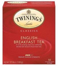 English Breakfast TeaTwinings English Breakfast Tea was originally blended to complement the traditional, hearty English Breakfast. The refreshing and invigorating flavour makes English Breakfast one of the most popular black teas to drink at any time or occasion - not just for breakfast. English Breakfast can be enjoyed with or without milk, sweetened or unsweetened - the choice is yours. The Twinings StoryIn 1706 Thomas Twining started selling fine tea in England. Today, Twinings still sells some of the world's best teas from the original store in the Strand, London, and in more than 100 countries throughout the world. Reward YourselfA cup of Twinings Tea provides a delicious diversion from the everyday. For 300 years we've pursued our passion and commitment to one thing - assuring you the world's finest tea experience. Twinings travels thousands of miles through exotic tea gardens across many continents to capture the best possible teas and flavours. With expert blending, Twinings creates the richest journey in black, green and herbal teas.