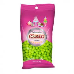 A popular, nostalgic candy, SixletsÂ are comprised of a colored candy coating surrounding a malted chocolate center. Small like pearls, they come in a variety of colors ideal for cake decorating, candy buffets or used as decorative candy for themed events. These lime green SixletsÂ have a beautiful, shiny coloring that will add the right amount of elegance to any gathering or project.